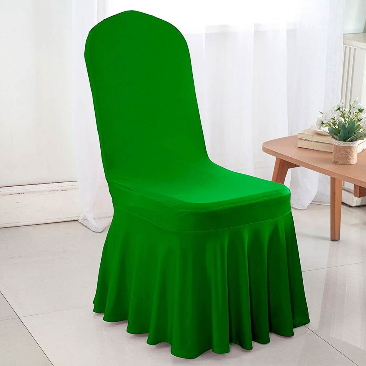 Spandex Banquet Skirt Chair Cover Emerald Green Stretch Elegant Event Decor