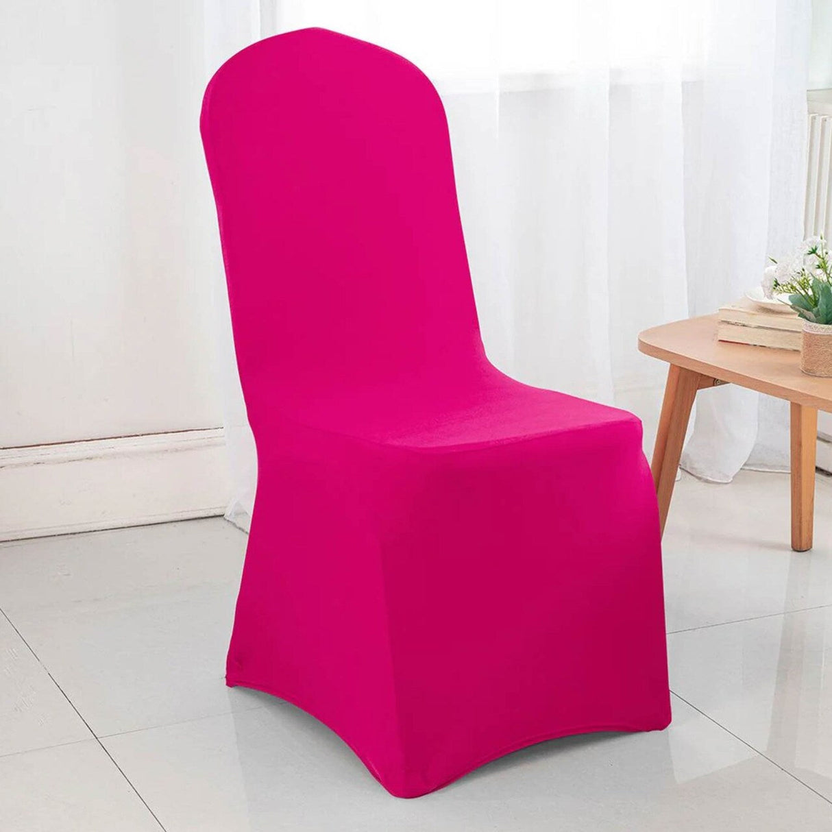 Fuchsia Spandex Banquet Chair Cover with Stretch Fit for Weddings and Events