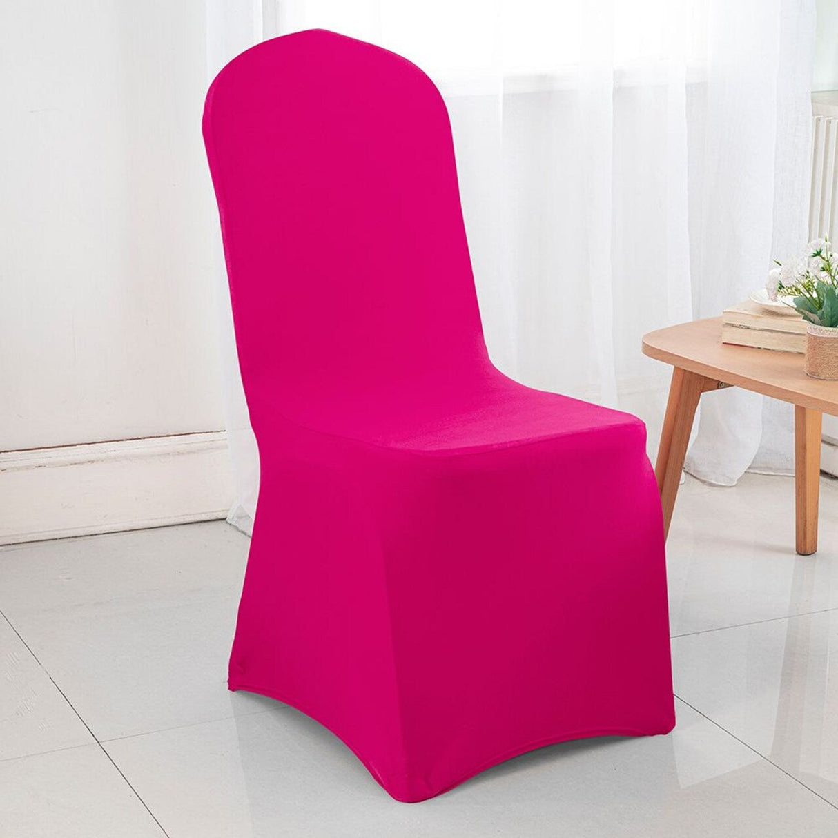 Fuchsia Spandex Banquet Chair Cover with Stretch Fit for Weddings and Events