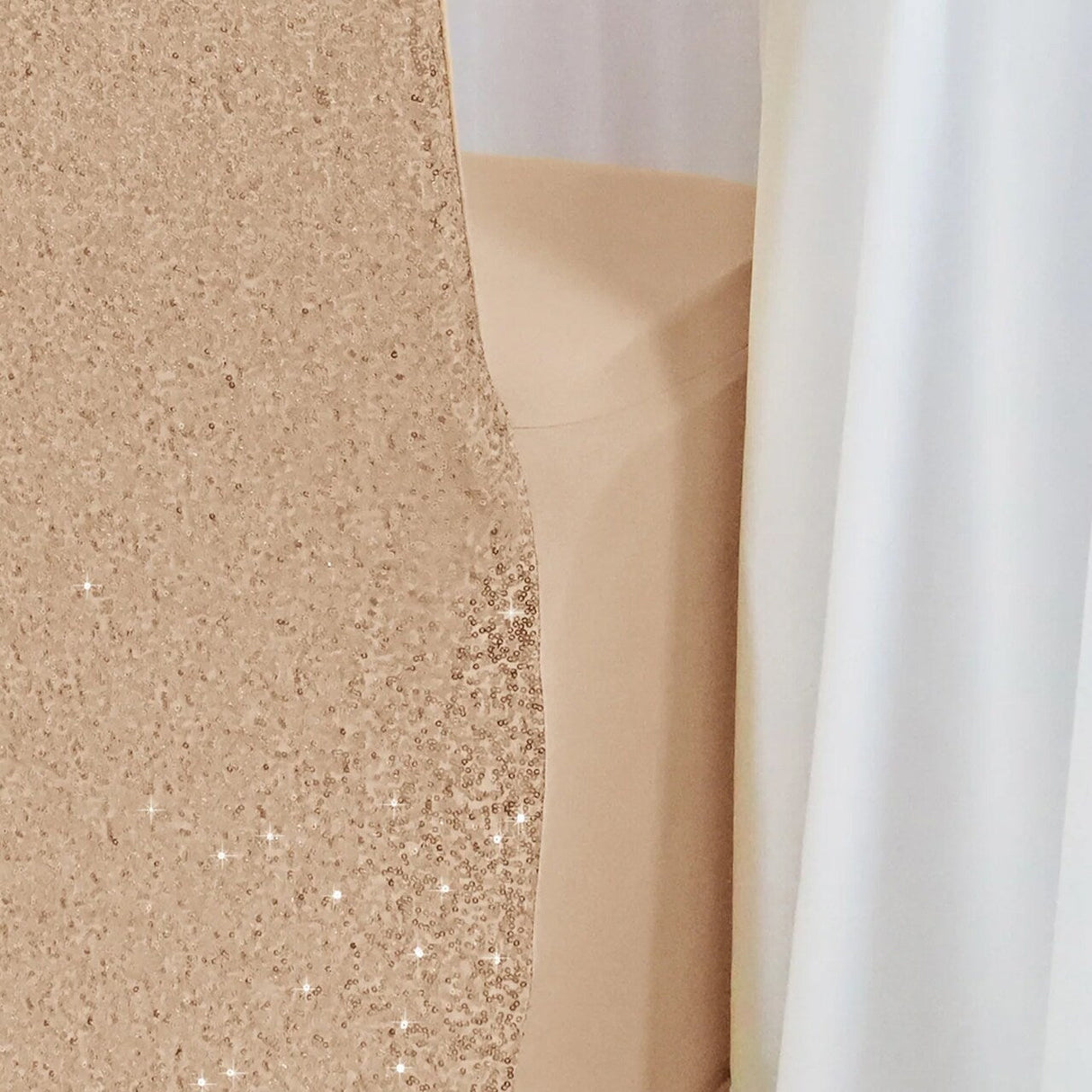 1 Piece Elegant Champagne Sequin Spandex Chair Cover Banquet Stretch Fit