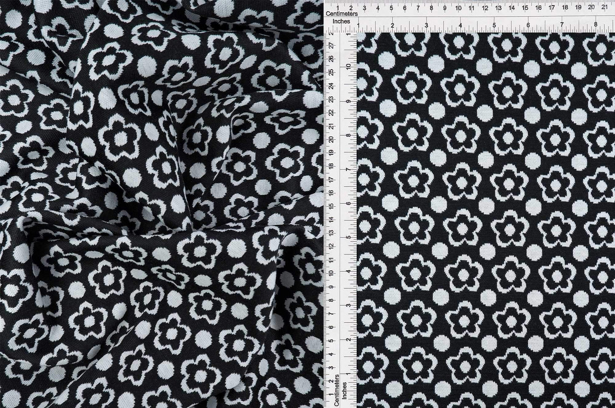 Double Knit Jacquard Floral Fabric Heavyweight Stretch Flower Knit, 58/60" Wide