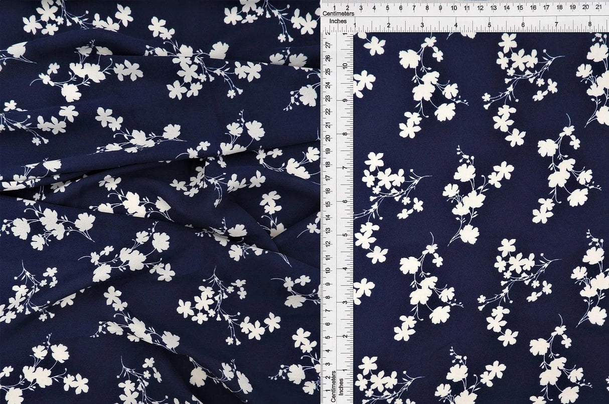 1 Yard Wool Dobby Floral Print Fabric, 58/59'' Wide 100% Polyester