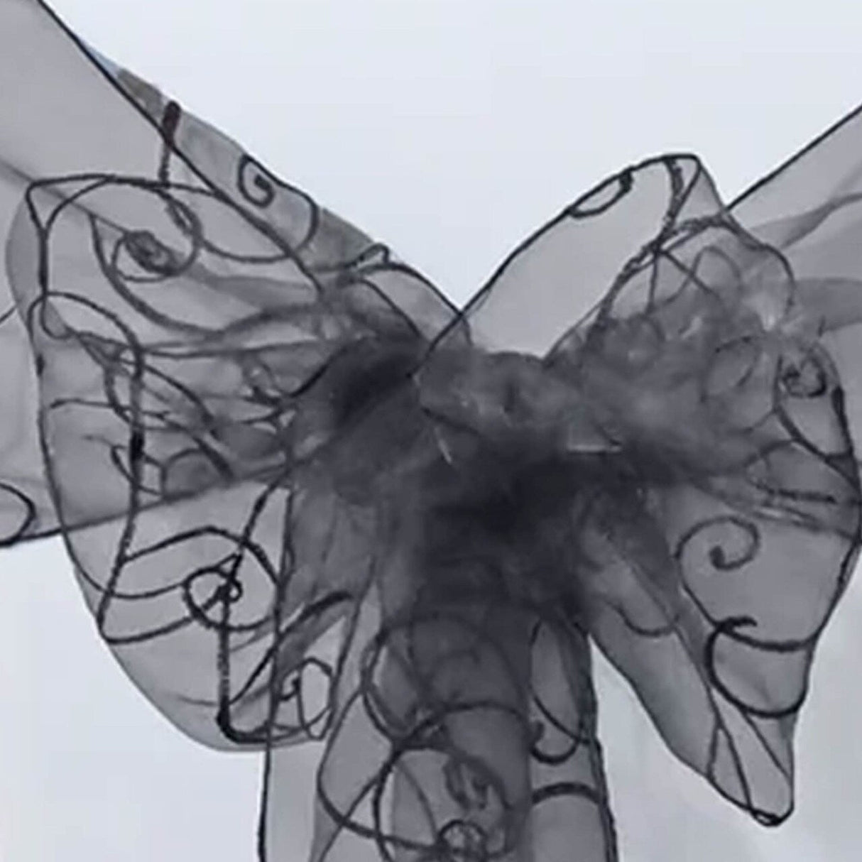 10 Pieces Pewter Embroidered Organza Chair Sashes 8"x108" Sophisticated Event Decor