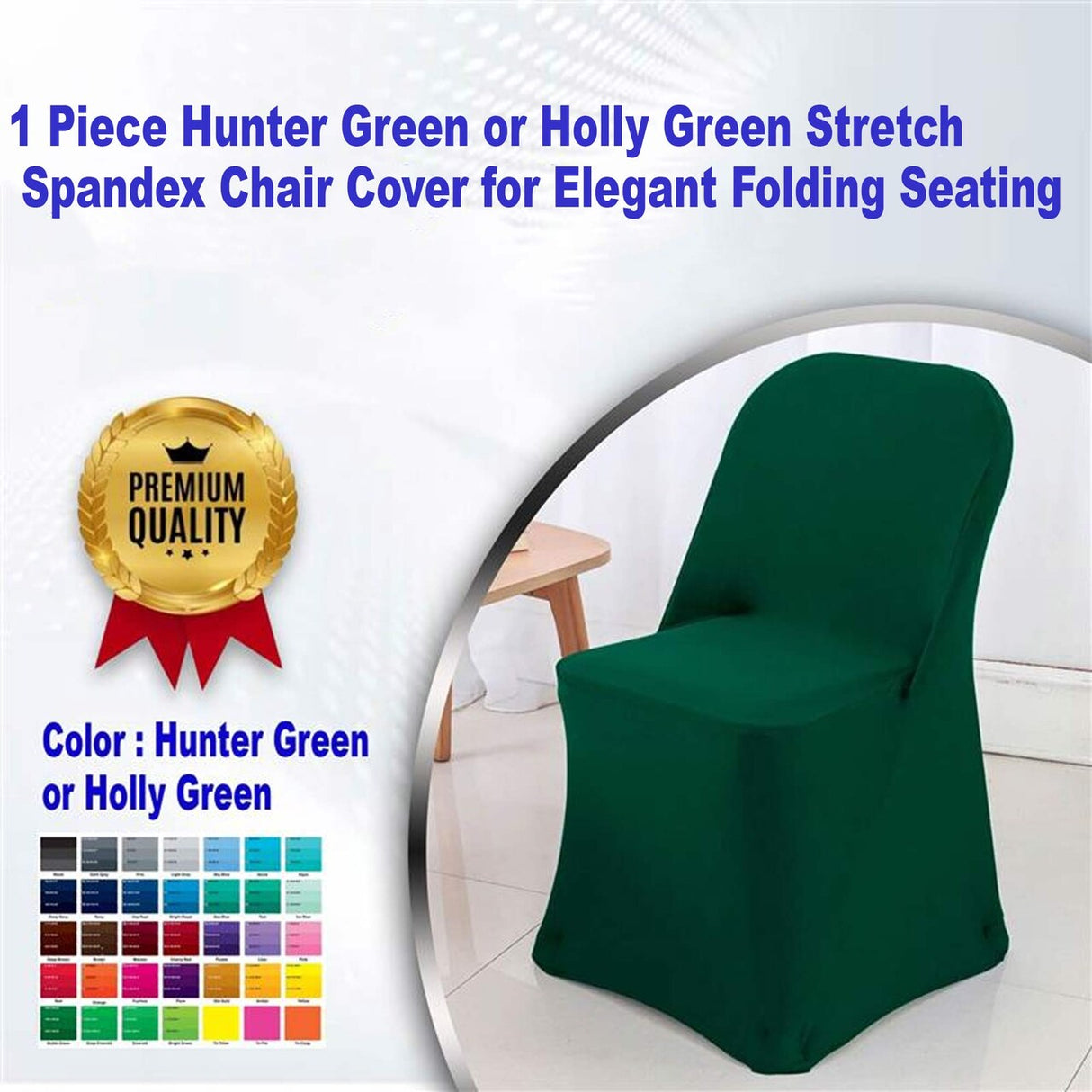 1 Piece Hunter Green Stretch Spandex Chair Cover for Elegant Folding Seating
