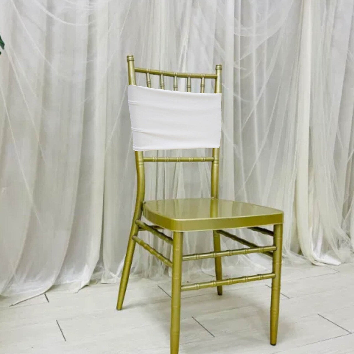 10 Pieces Stretchy White Spandex Chair Bands 7 x 13 Inches