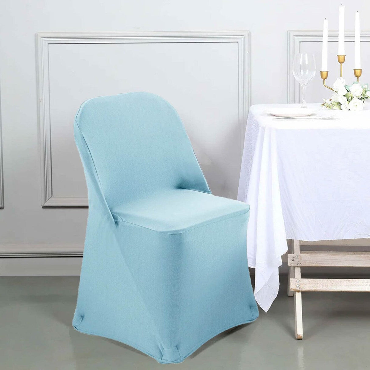 1 Piece Baby Blue Stretch Spandex Chair Cover for Soft Folding Seating
