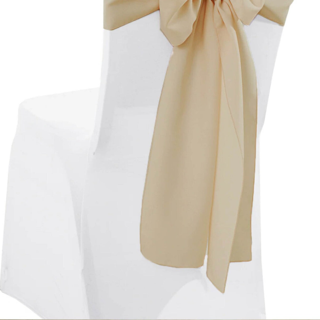 10 Pieces Champagne Polyester Chair Sashes 8"x108", Wrinkle Resistant Elegance