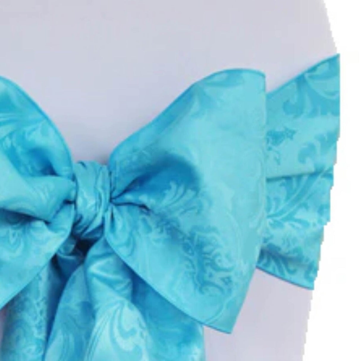 10 Pieces Vibrant Turquoise Floral Damask Jacquard Chair Sashes 7.5 x 108 Inches