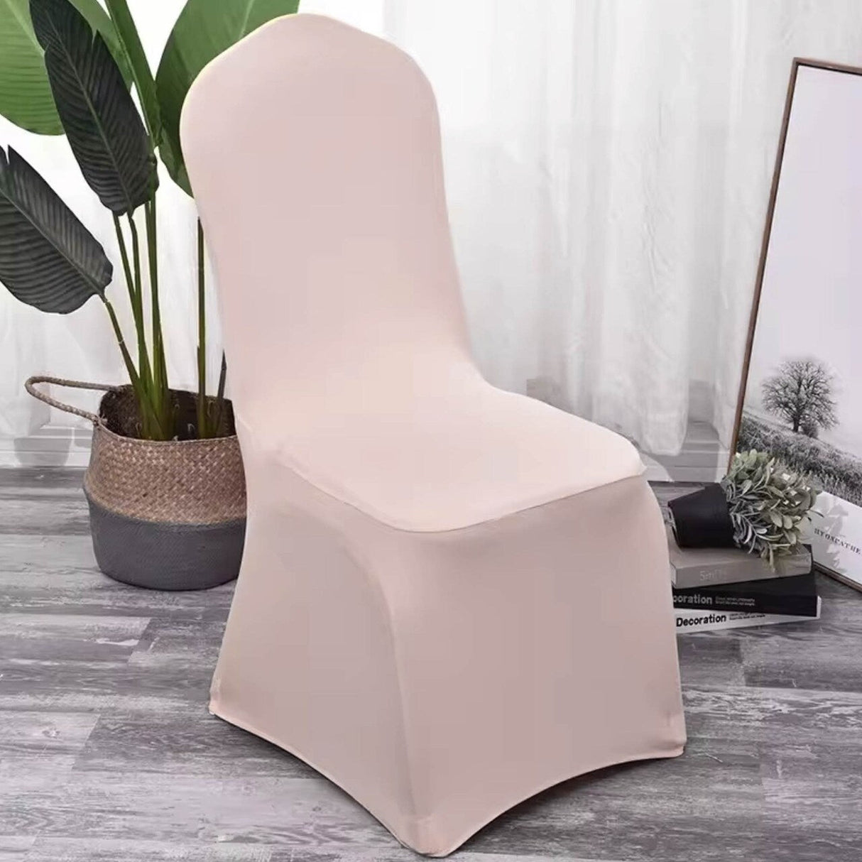 1 Piece Spandex Banquet Chair Cover Blush Pink or Rose Gold Stretch Wrinkle Resistant