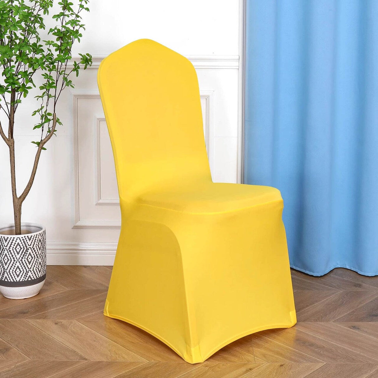 Canary Yellow Spandex Banquet Chair Cover with Snug Fit for Events and Parties