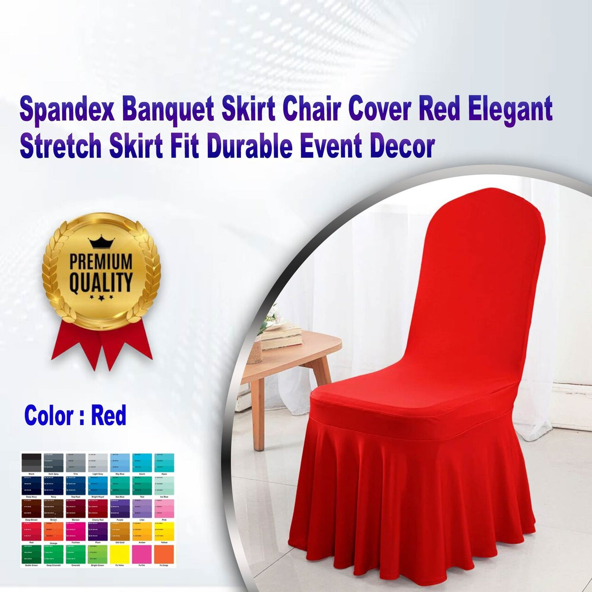 Spandex Banquet Skirt Chair Cover Red Elegant Stretch Skirt Fit Durable Event Decor