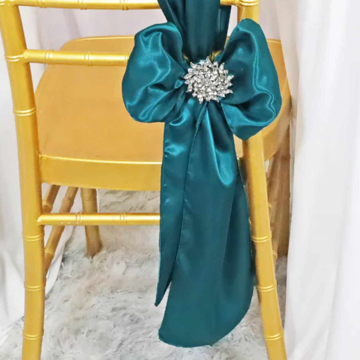 10 Pieces Satin Chair Sashes 8 by 108 inches Peacock