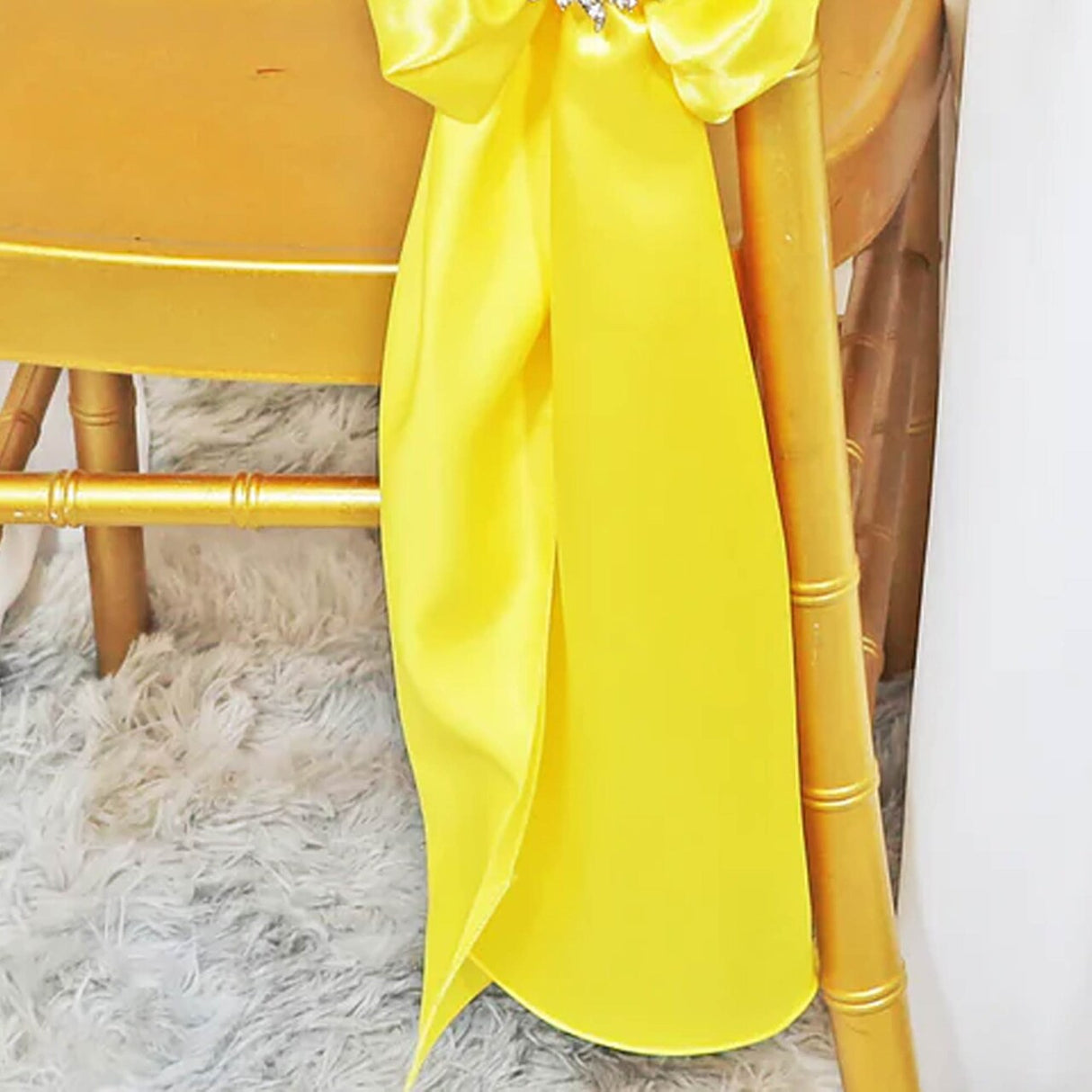 Decorative Accents10 Pieces Satin Chair Sashes Canary Yellow Event Decor Accent 8"x108"
