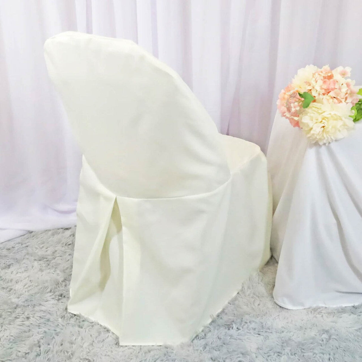 1 Piece Ivory Polyester Chair Cover for Elegant Folding Seating