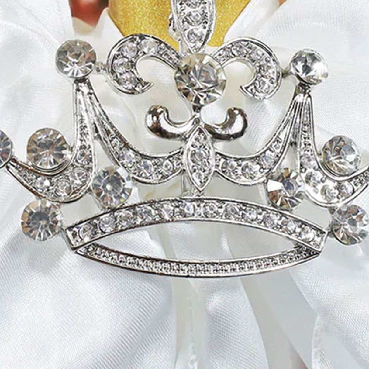 1 Piece Crown Rhinestone Chair Band Buckle Silver Metal Decor 2 Inch Width