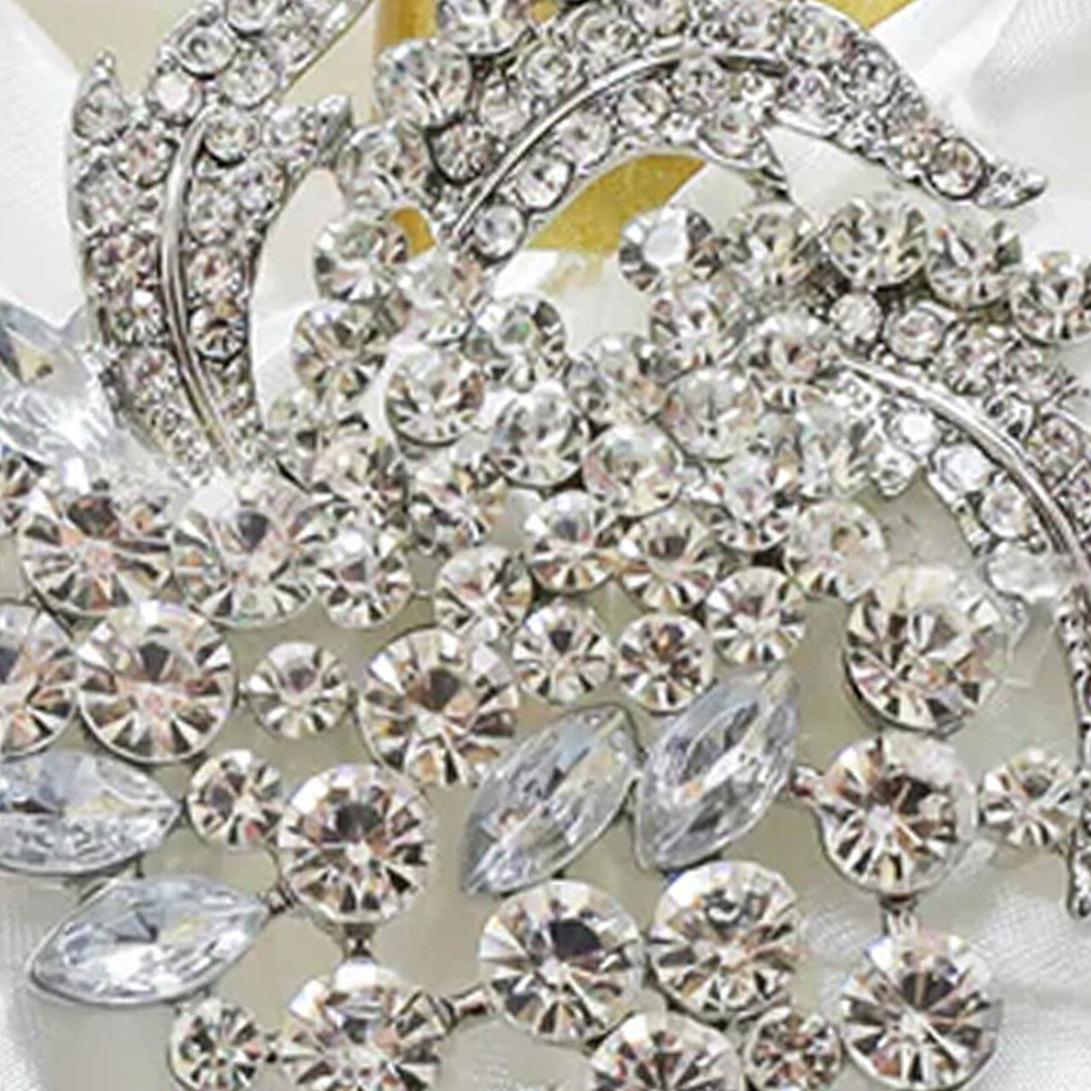 1 Piece Floral Rhinestone Chair Sash Buckle Silver Metal Accent 2 Inch Width