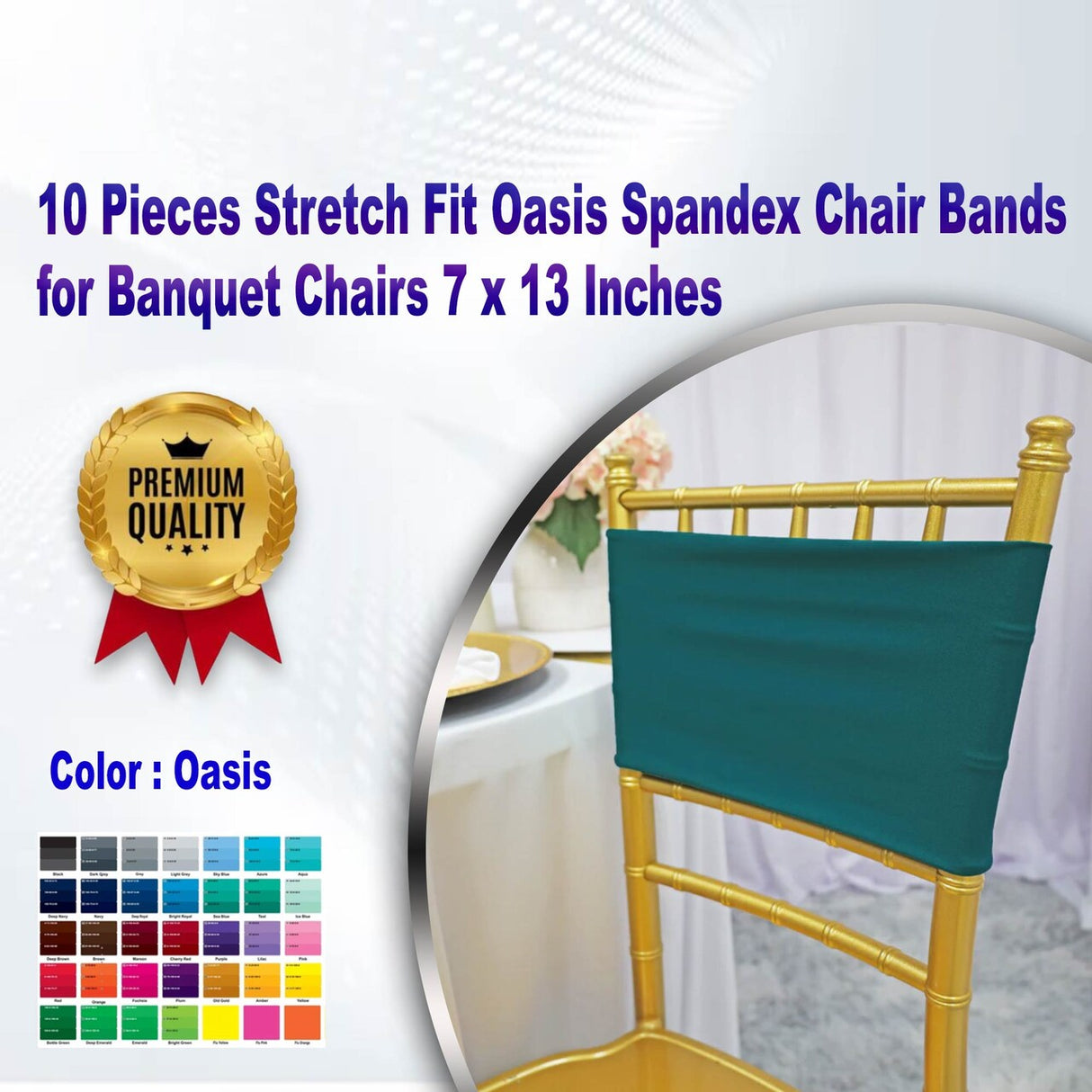 10 Pieces Stretch Fit Oasis Spandex Chair Bands for Banquet Chairs 7 x 13 Inches