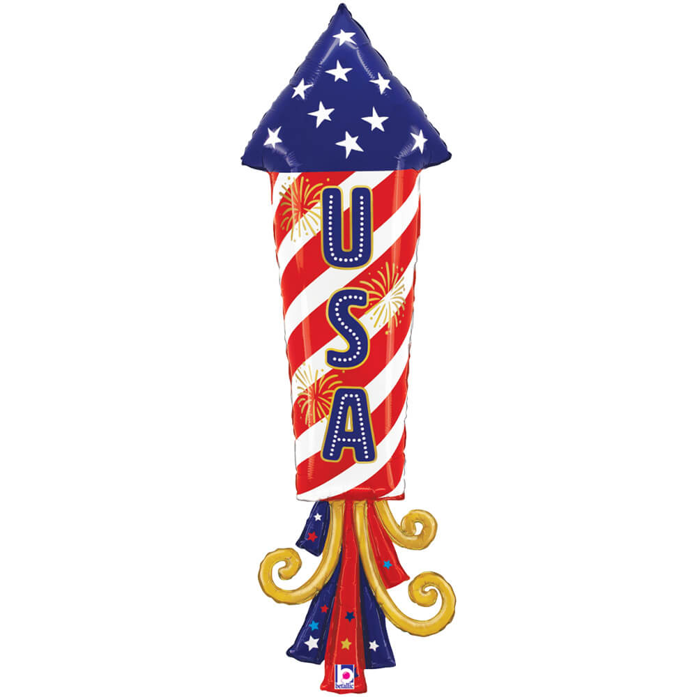 Betallic 47 Inch USA Patriotic Firework Foil Balloon Large Party Decoration Patriotic Theme