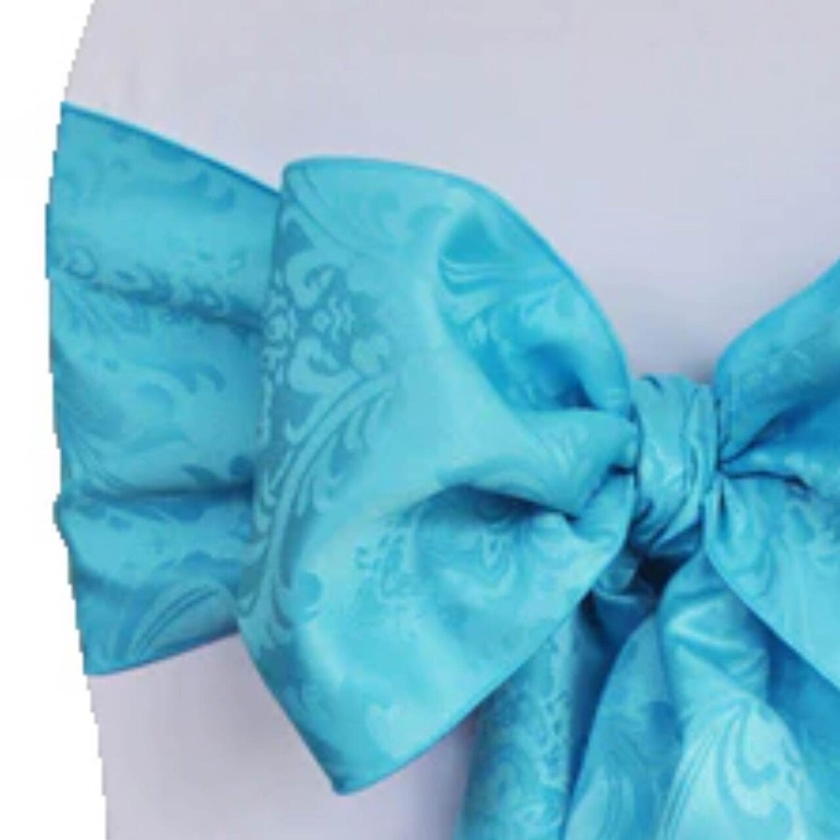 10 Pieces Vibrant Turquoise Floral Damask Jacquard Chair Sashes 7.5 x 108 Inches