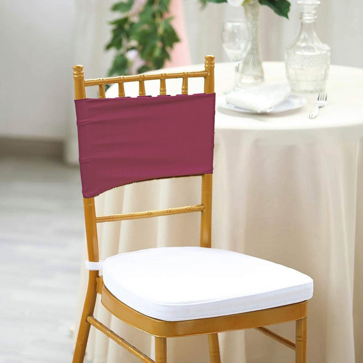 10 Pieces Elegant Sangria Spandex Chair Bands 7 x 13 Inches