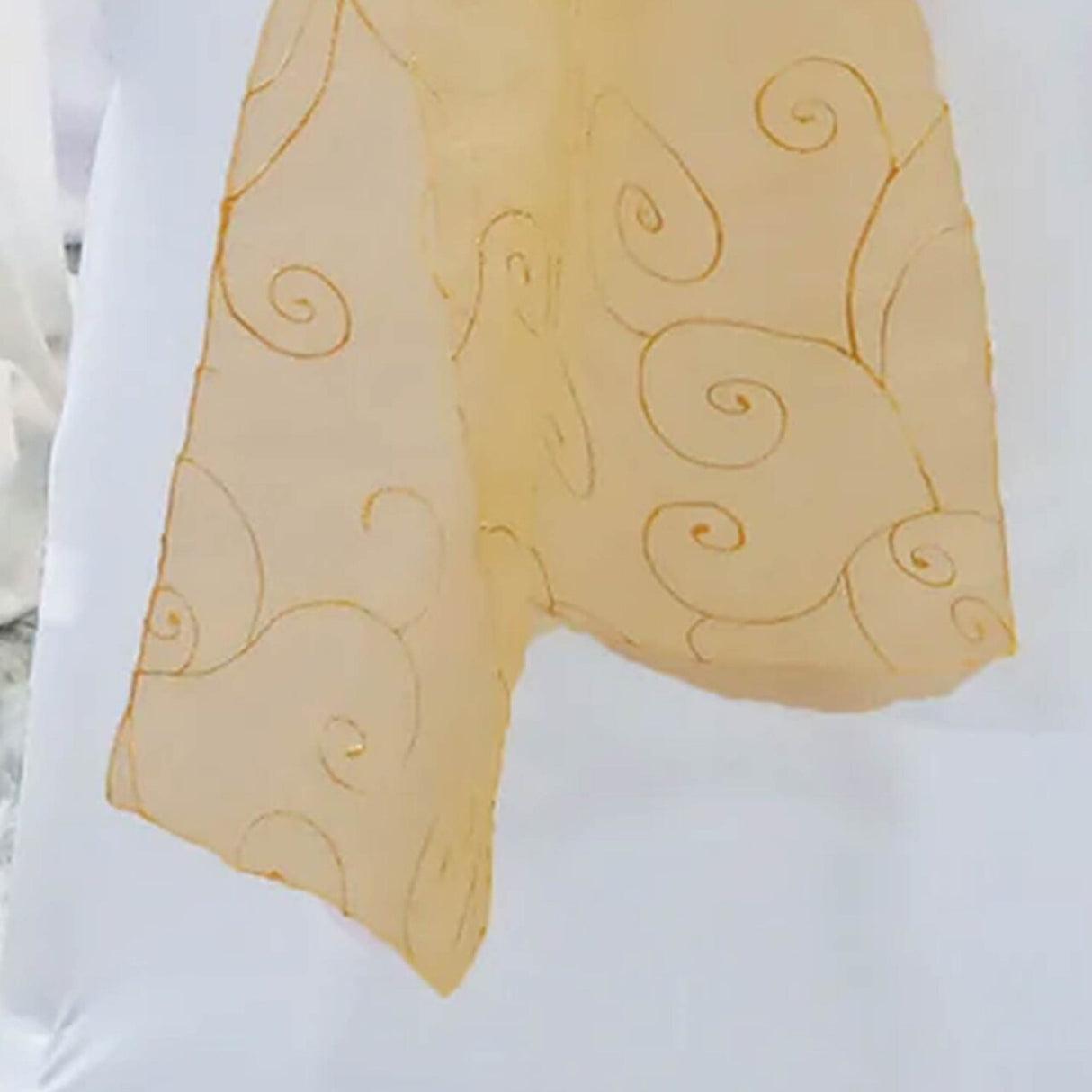 10 Pieces Gold Embroidered Organza Chair Sashes Elegant Sheer Chair Bows 8"x108"