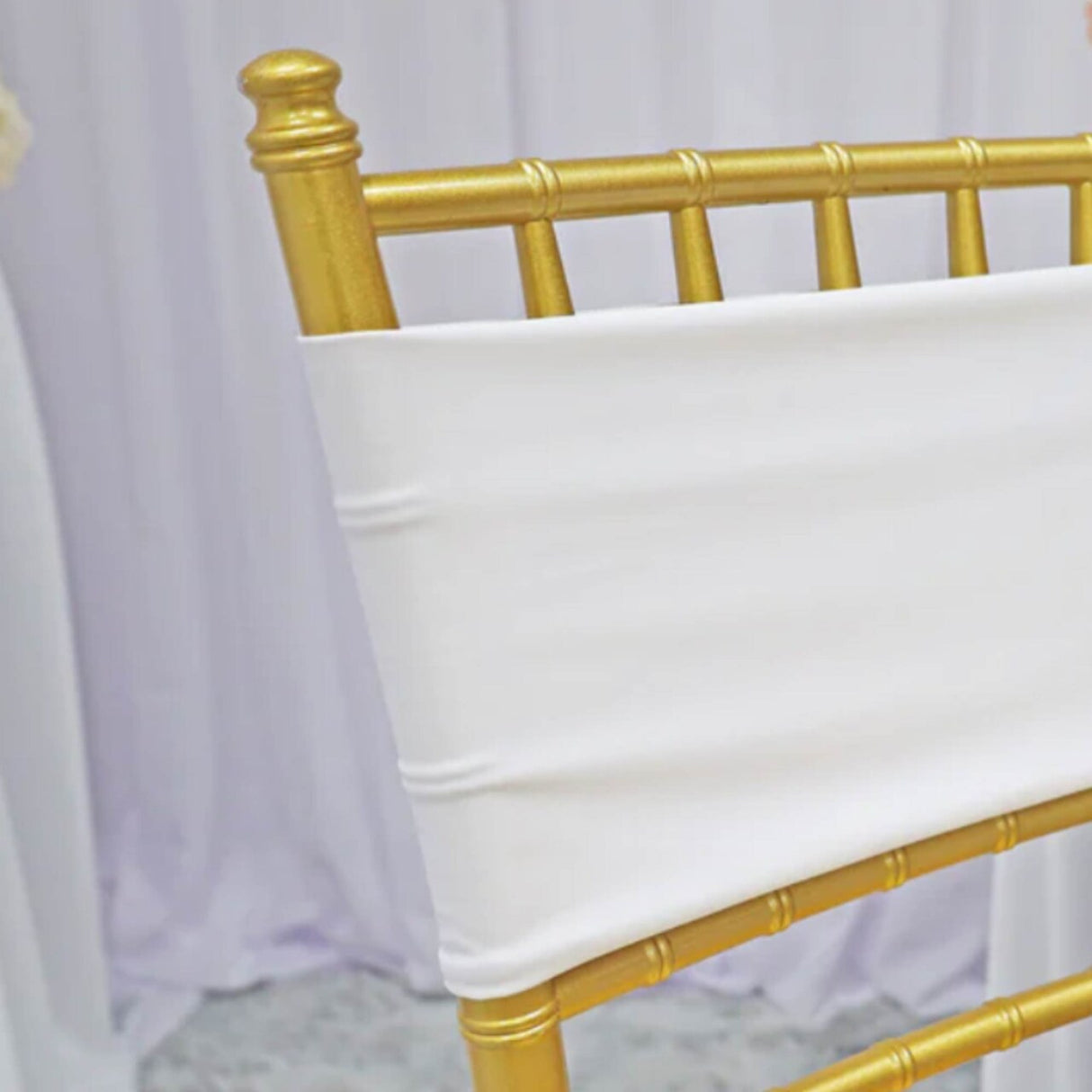 10 Pieces Stretchy White Spandex Chair Bands 7 x 13 Inches