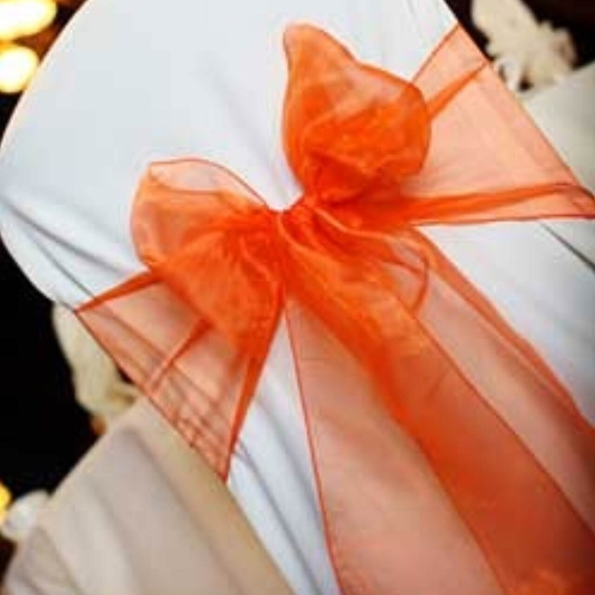 10 Pieces Orange Luxury Angle End Organza Chair Strips, 12"x116" Party Accessories