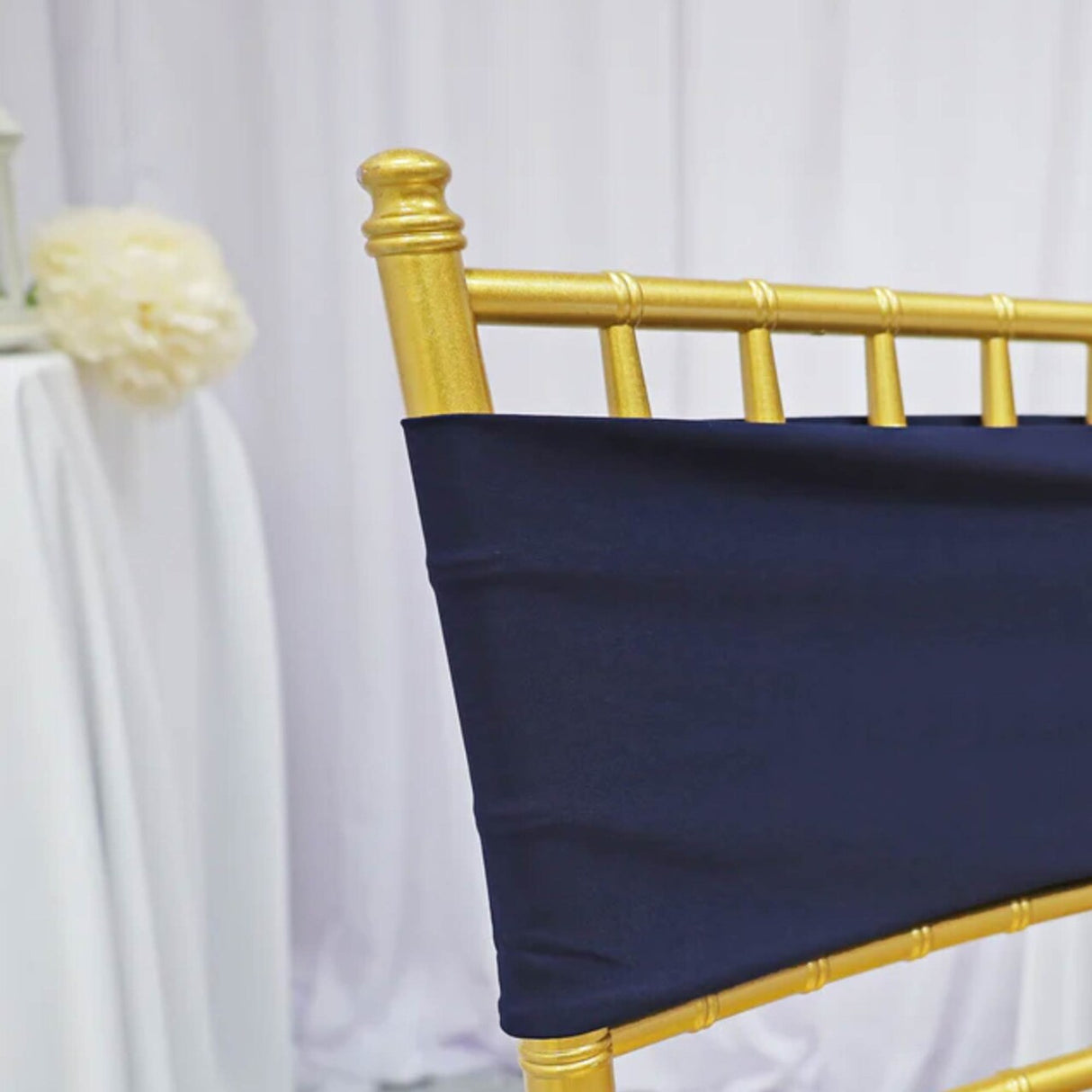 10 Pieces Navy Blue Stretch Spandex Chair Bands for Banquet Chairs 7 x 13 Inches