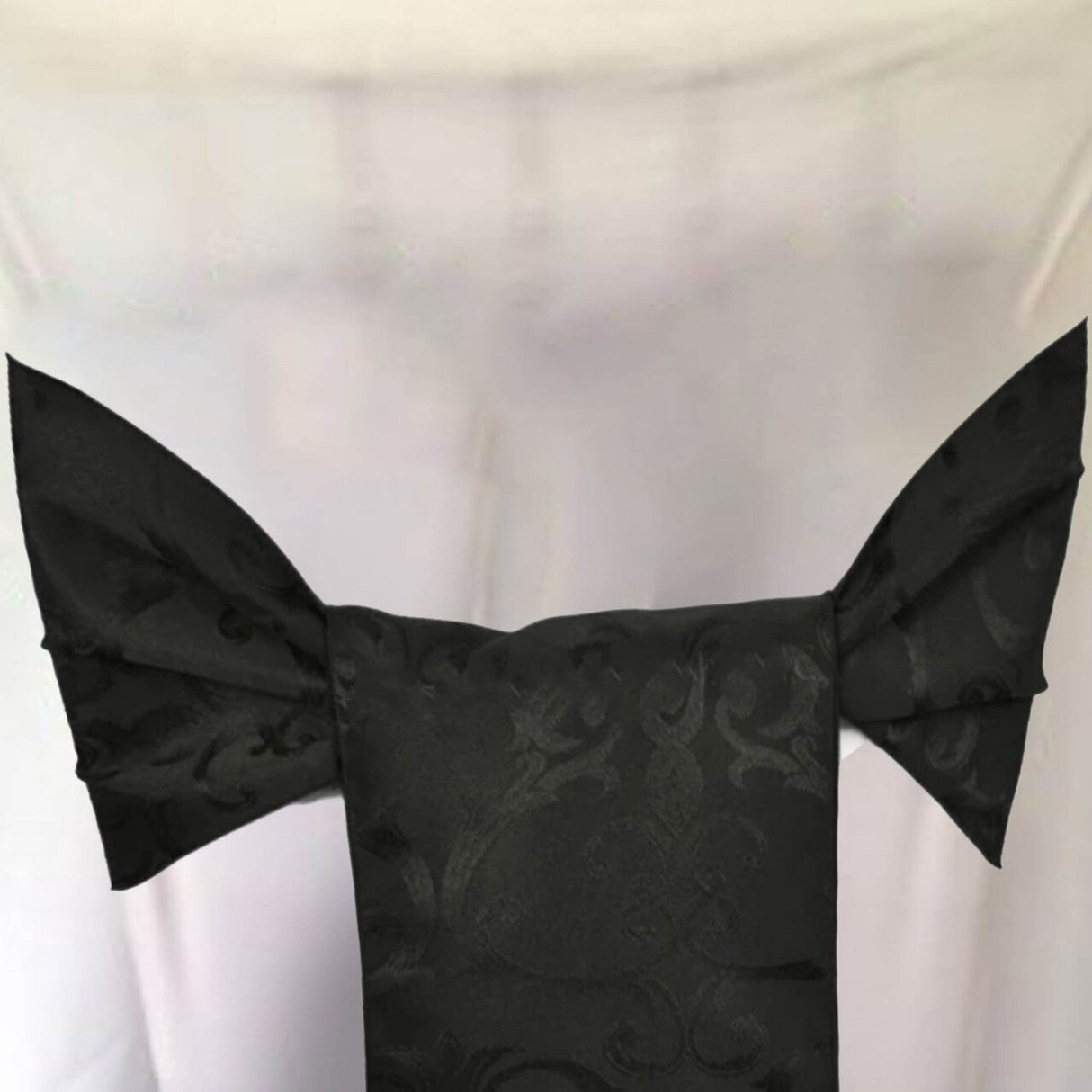 10 Pieces Black Versailles Chopin Damask Jacquard Polyester Chair Sashes 7.5"x108"