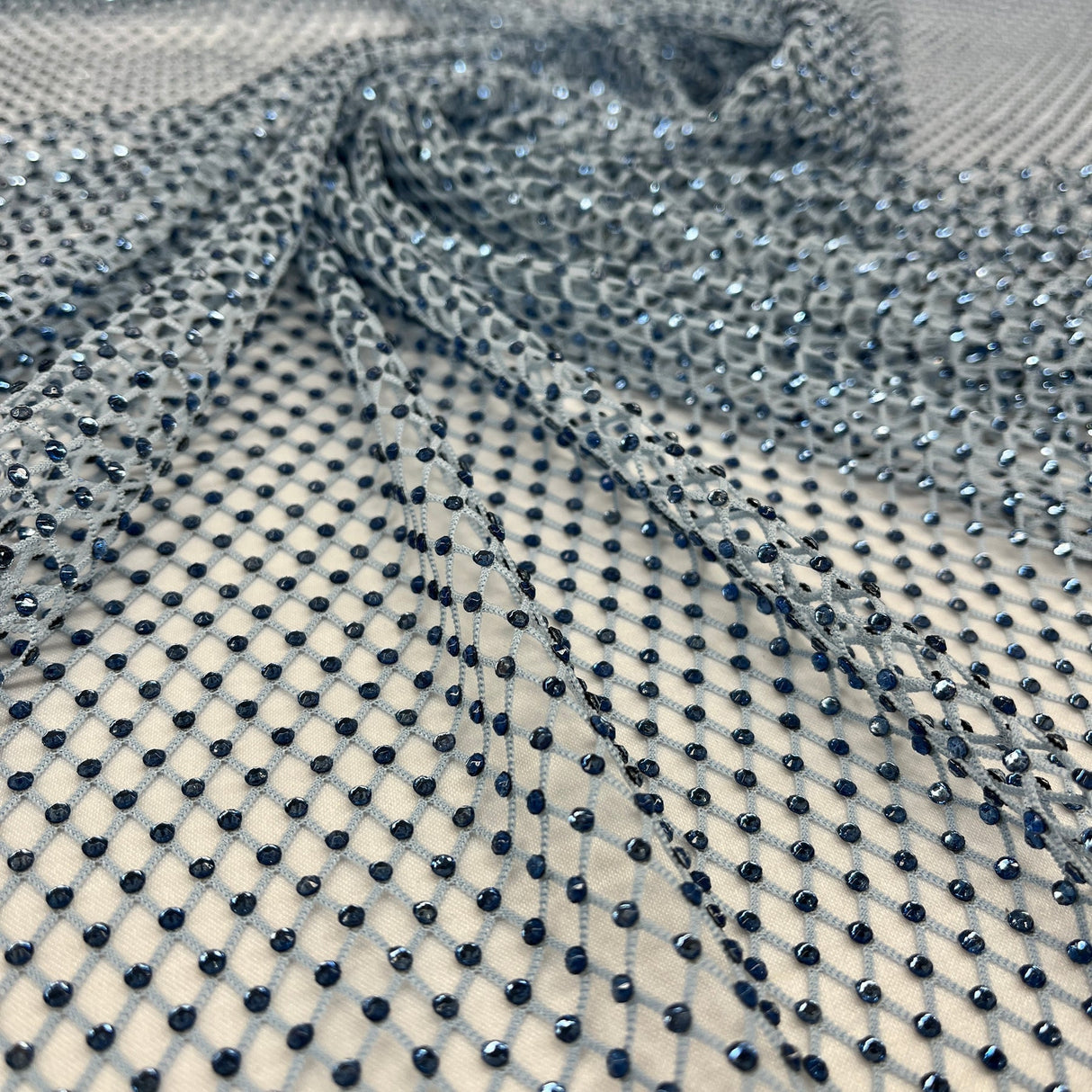 1 Yard Diamond Fishnet Fabric Stretch Lace, Soft Nylon Spandex Blend, 58" Width,