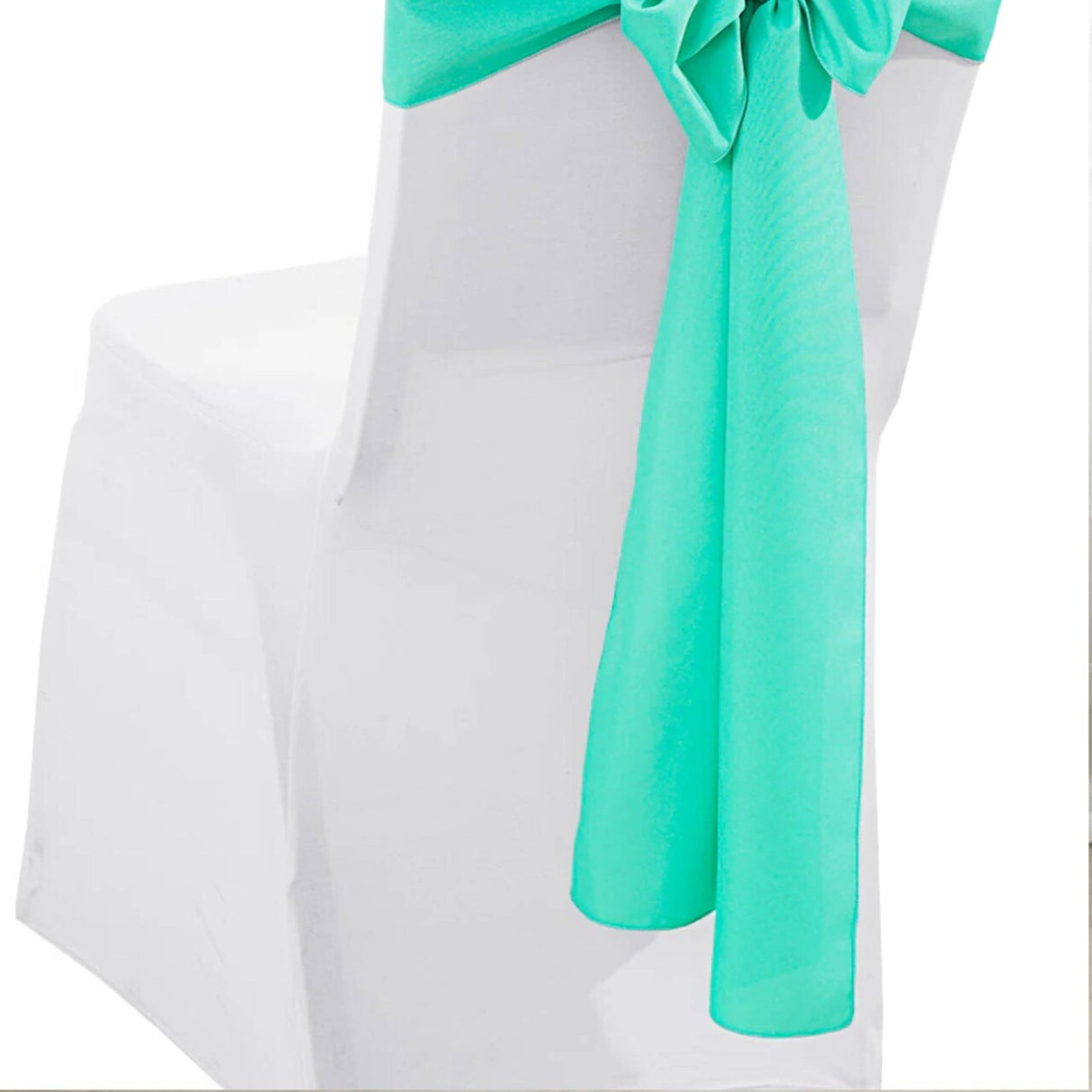 10 Pieces Tiff Blue or Aqua Blue Polyester Chair Sashes 8"x108" Wrinkle Resistant