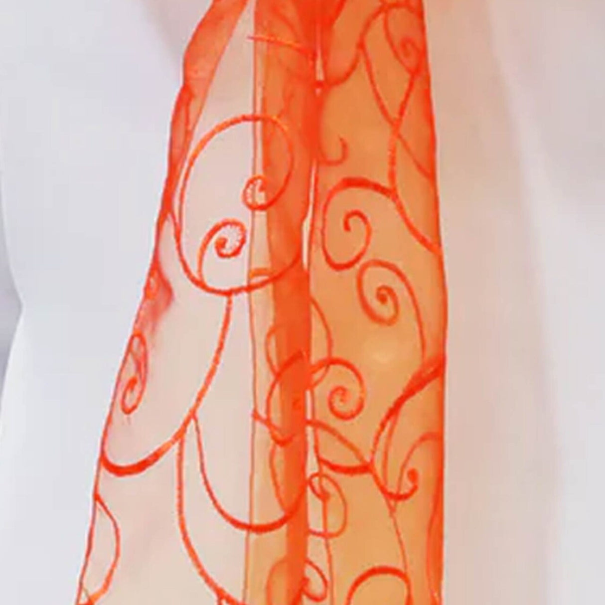 10 Pieces Orange Embroidered Organza Chair Sashes Vibrant Event Decor