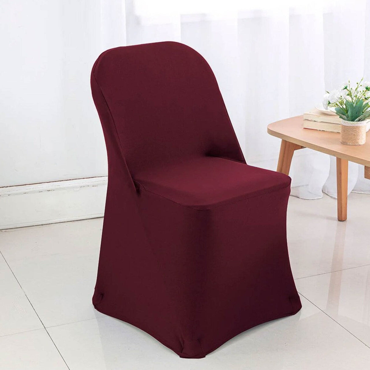 1 Piece Burgundy Stretch Spandex Chair Cover for Elegant Folding Seating