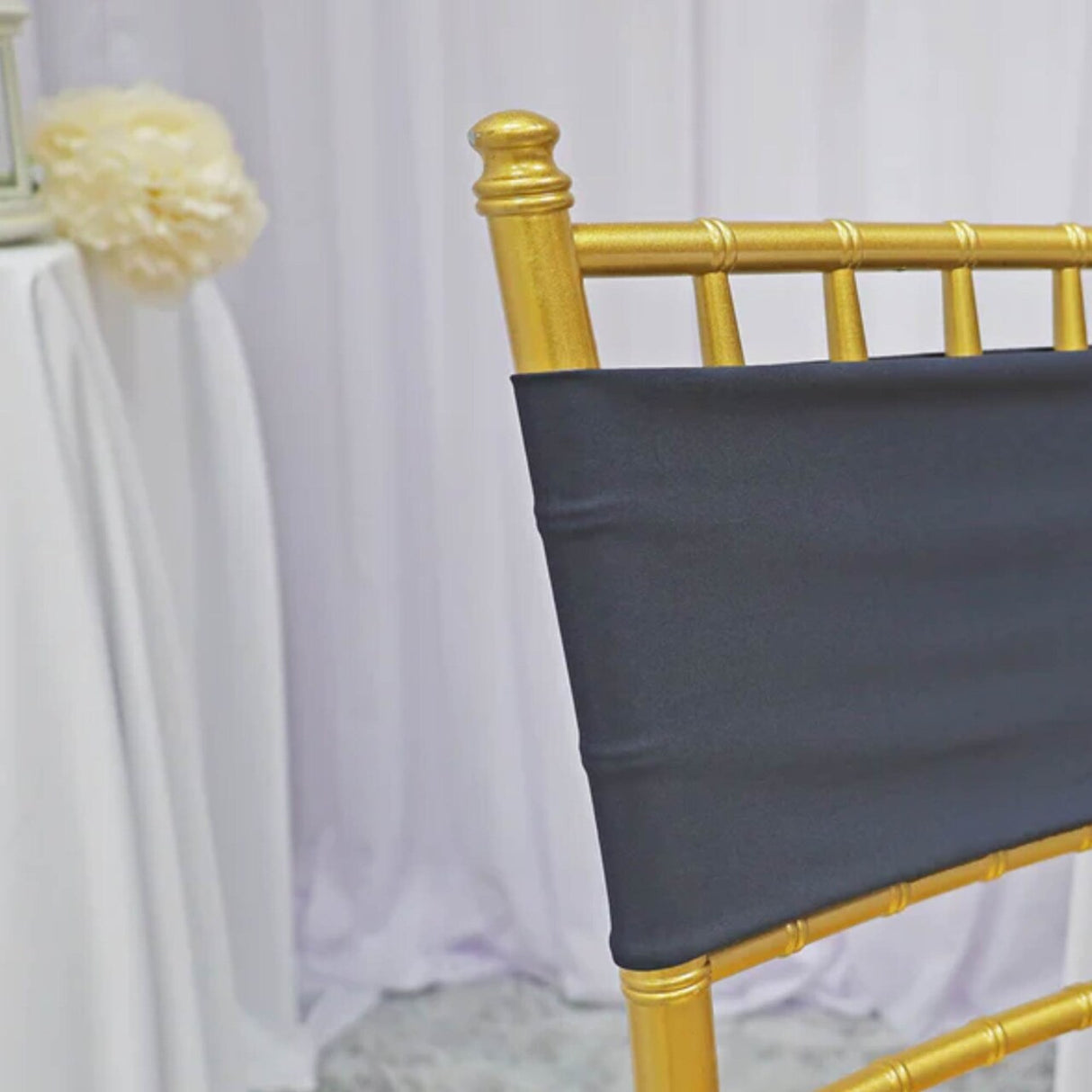 10 Pieces Durable Pewter Or Charcoal Spandex Chair Bands for Banquet Chairs 7 x 13 Inches