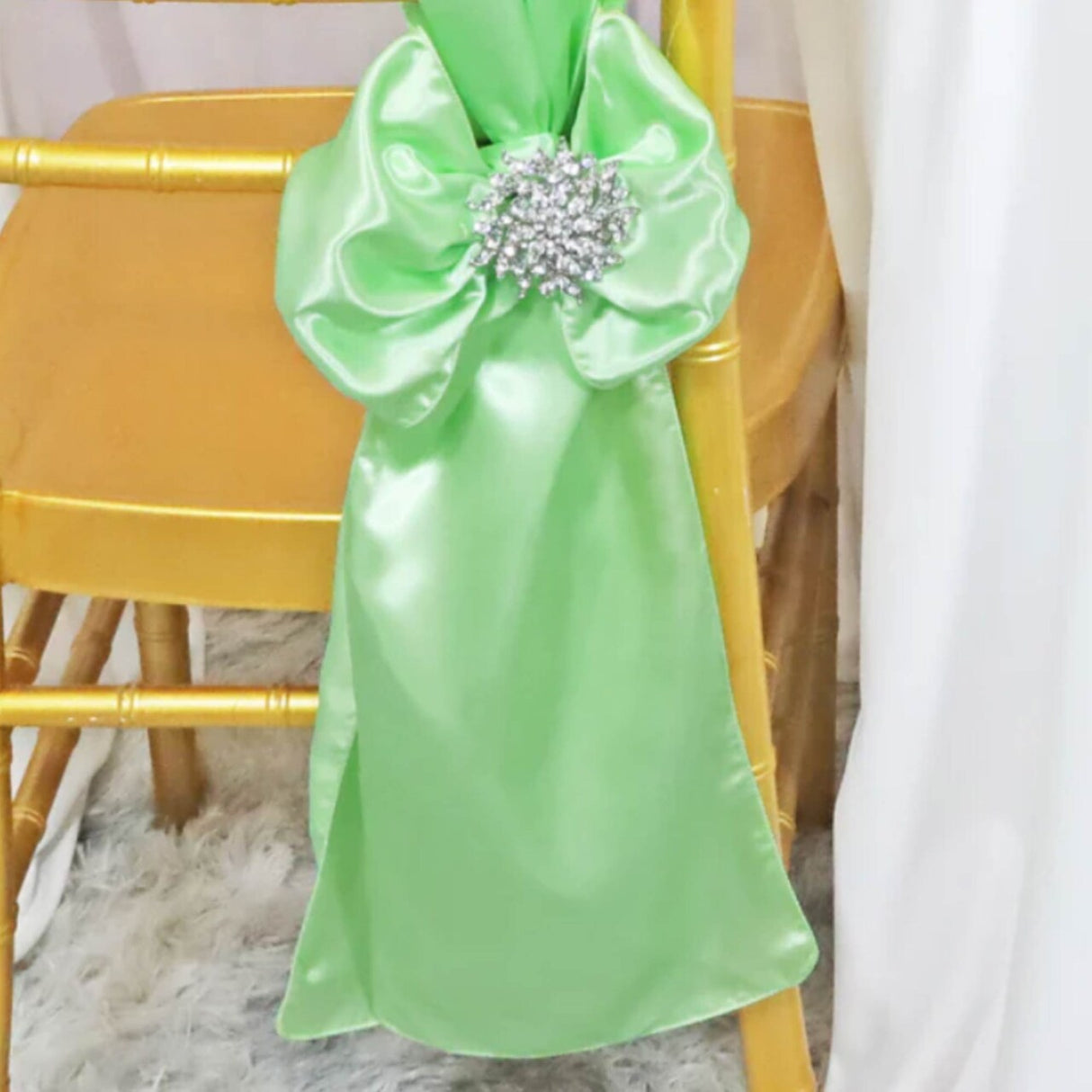 10 Pieces Satin Chair Sashes 8 by 108 inches Mint Green