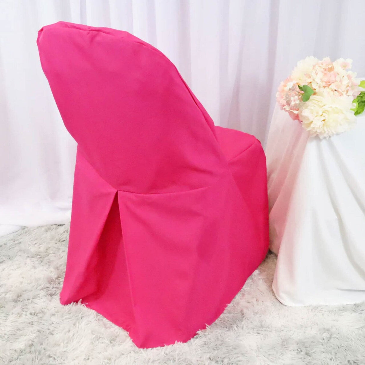 1 Piece Fuchsia Polyester Chair Cover for Vibrant Folding Seating