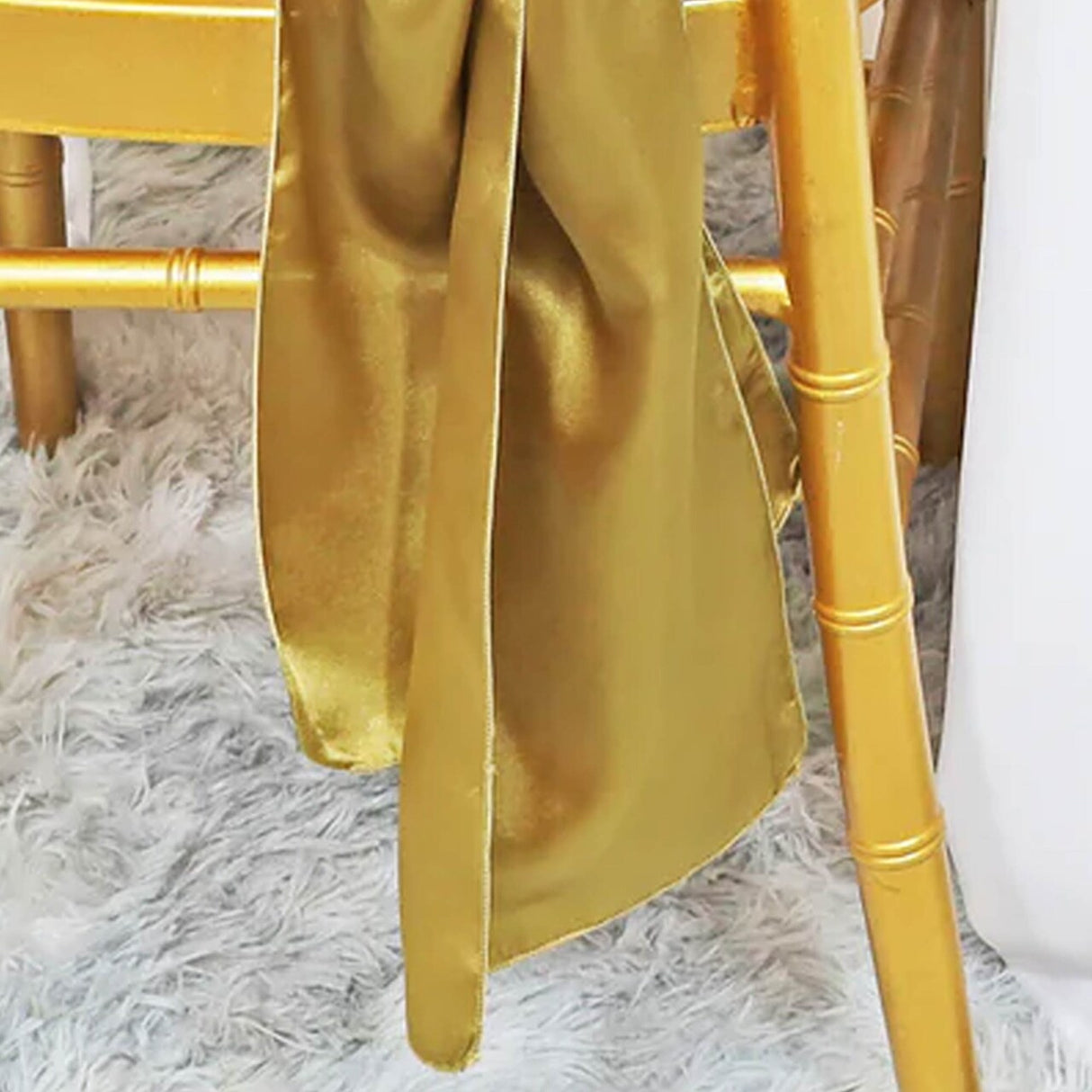 10 Pieces Antique Gold Satin Chair Sashes 8"x108" Glamorous Party Accent