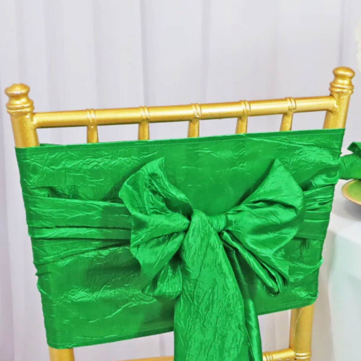 10 Pieces Emerald Green Textured Crushed Taffeta Chair Wraps, 9.5"x108" Stylish Event Sashes