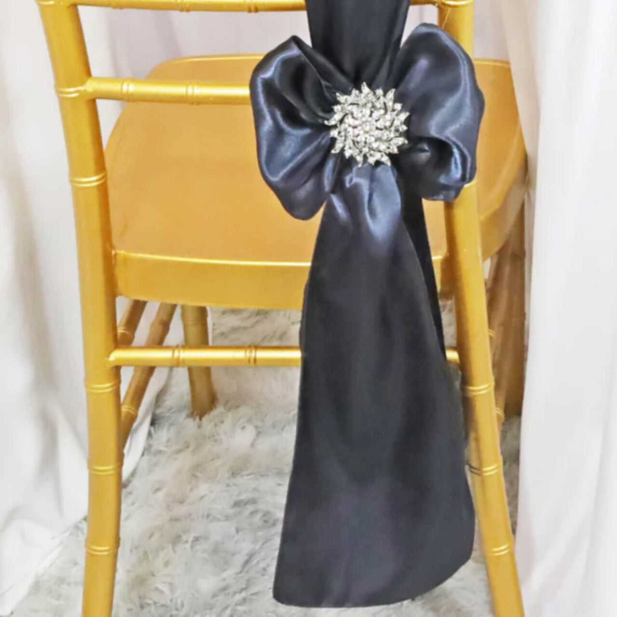 10 Pieces Pewter Or Charcoal Satin Chair Bands, 8"x108" Elegant Event Wraps