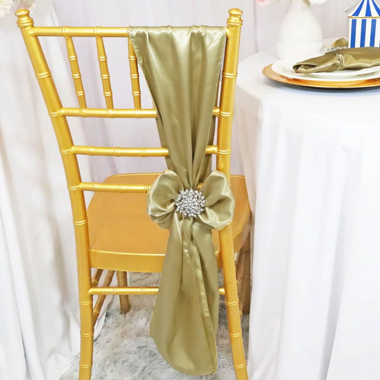 10 Pieces Cappuccino Satin Chair Sashes 8"x108" Elegant Wedding & Event Decor