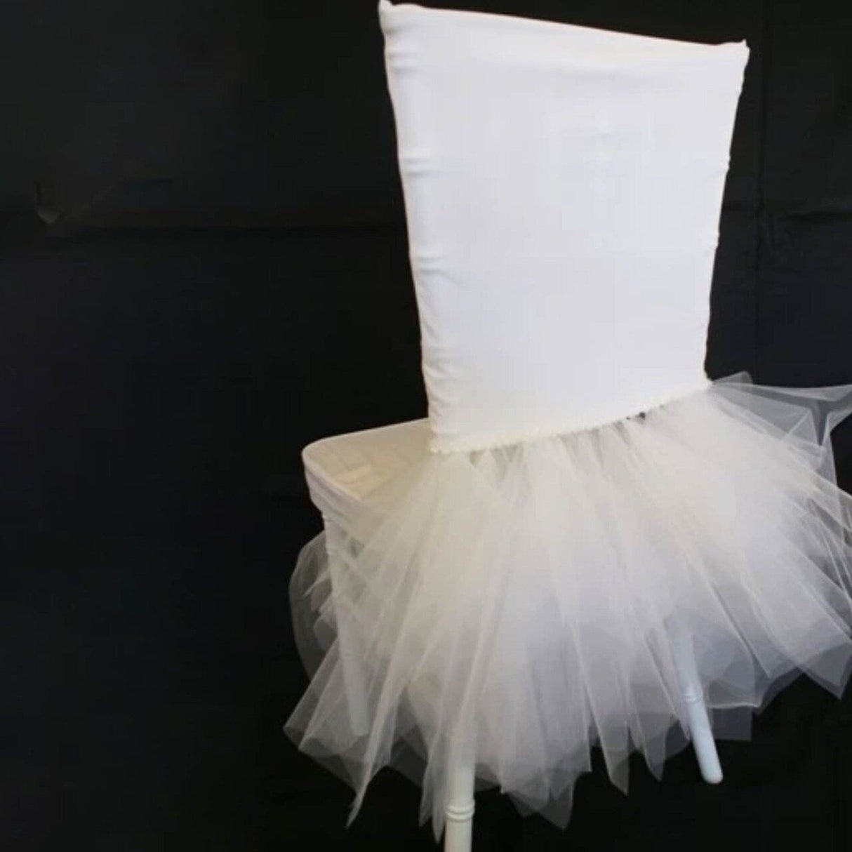 1 Piece Pewter & Charcoal Ballerina Spandex Chiavari Chair Cover Sleek Stretch Fit with Flowing Skirt