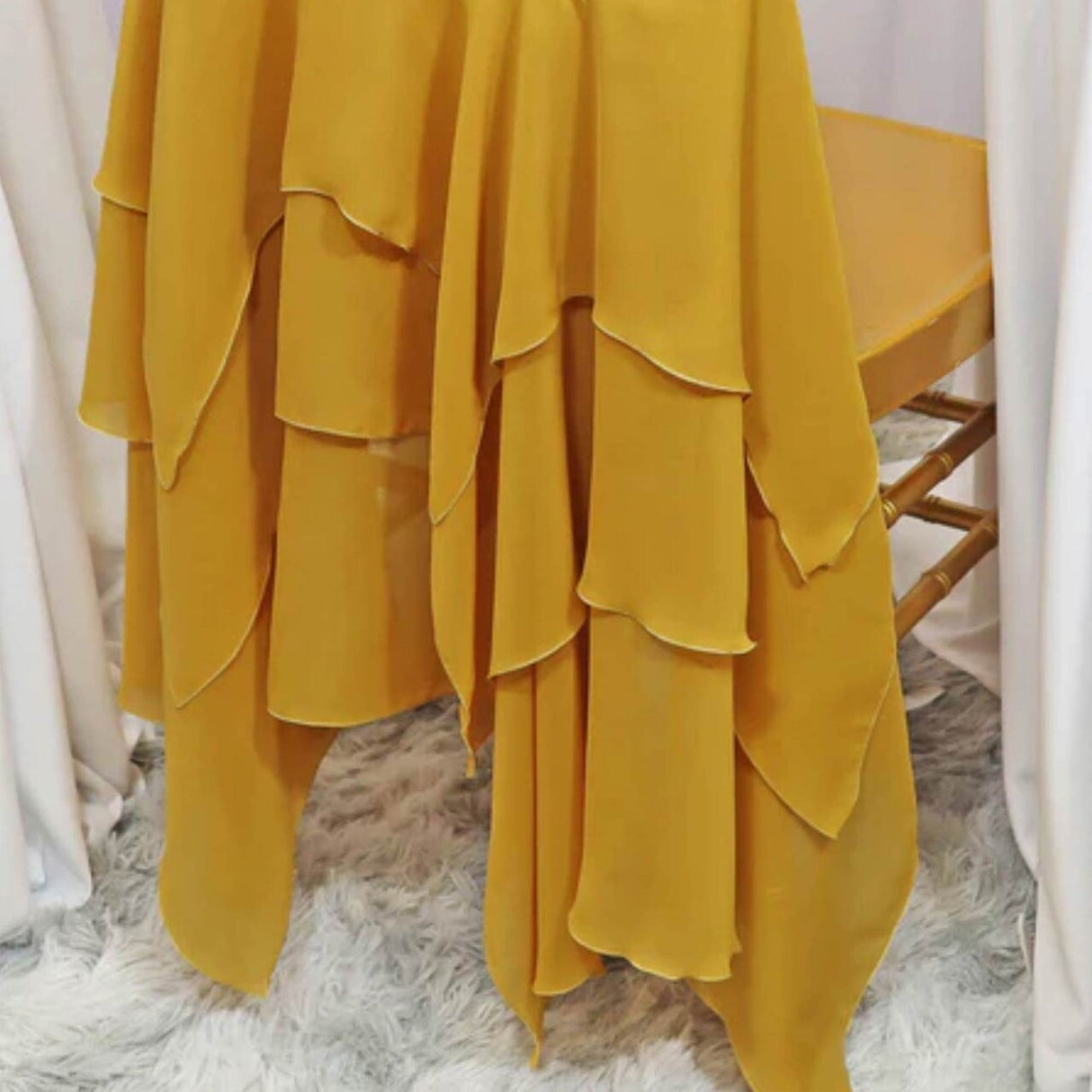 1 Piece Luxurious Gold Chiffon Chair Cover with Sash for Weddings & Celebrations