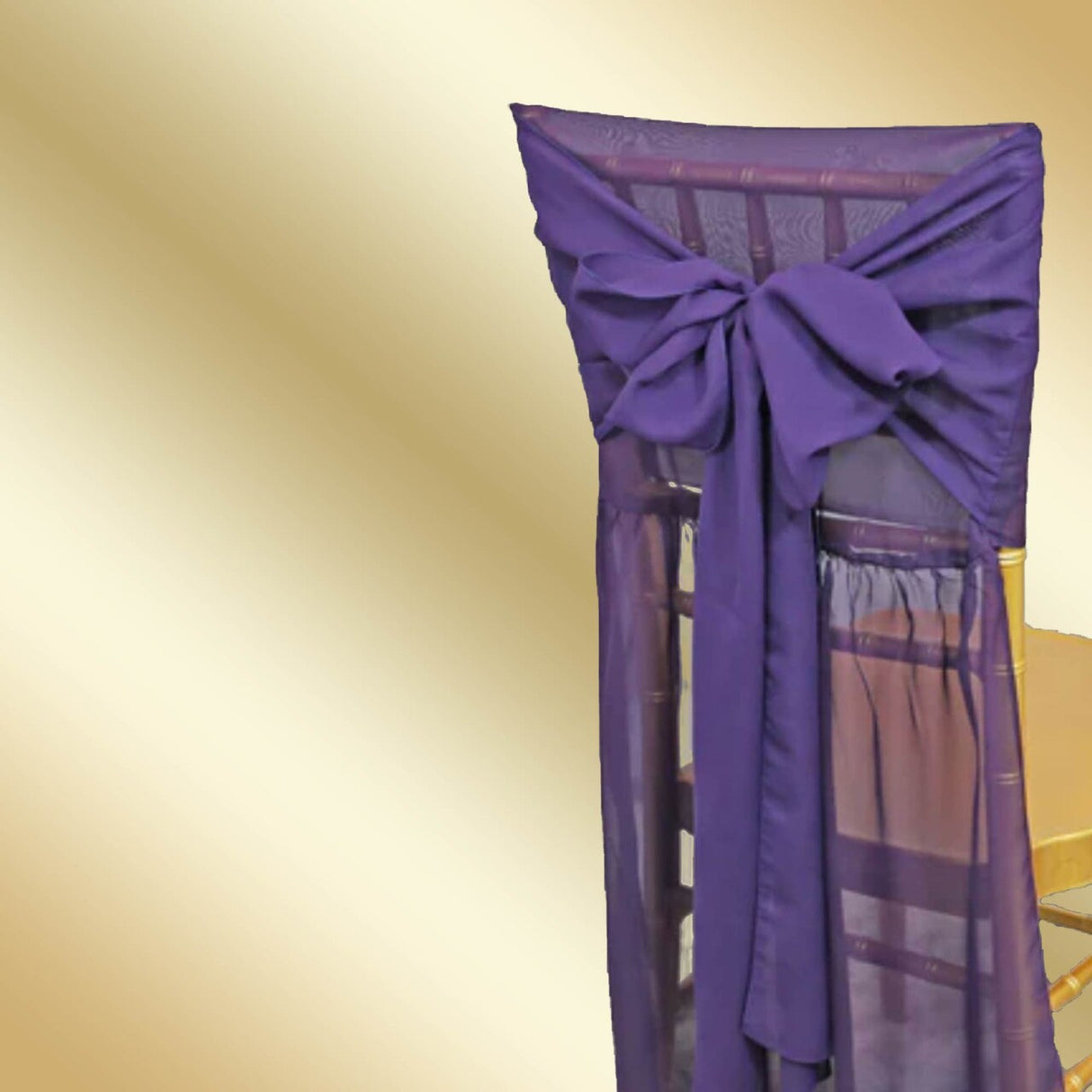 1 Piece Eggplant Sheer Chiffon Chair Back Scarf for Chiavari Flowy Elegance with Sash