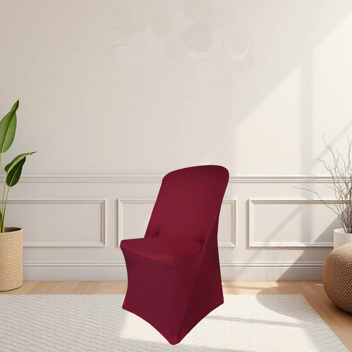 1 Piece Burgundy Stretch Chair Cover Durable Spandex for Lifetime Folding Chair