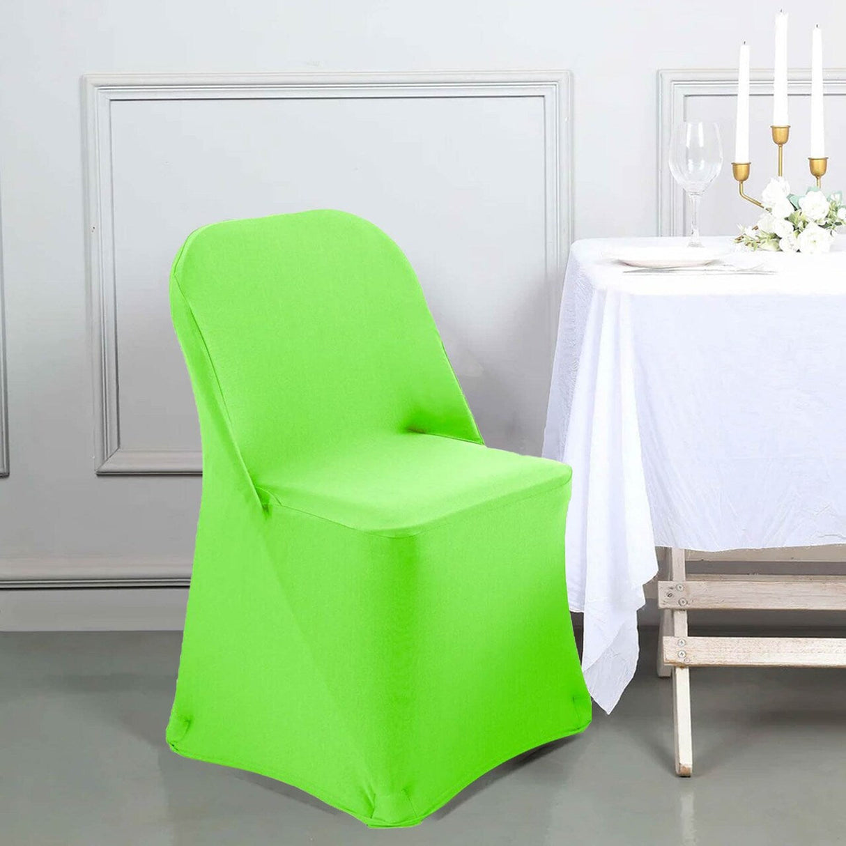 1 Piece Apple Green Stretch Spandex Chair Cover for Fresh Folding Seating