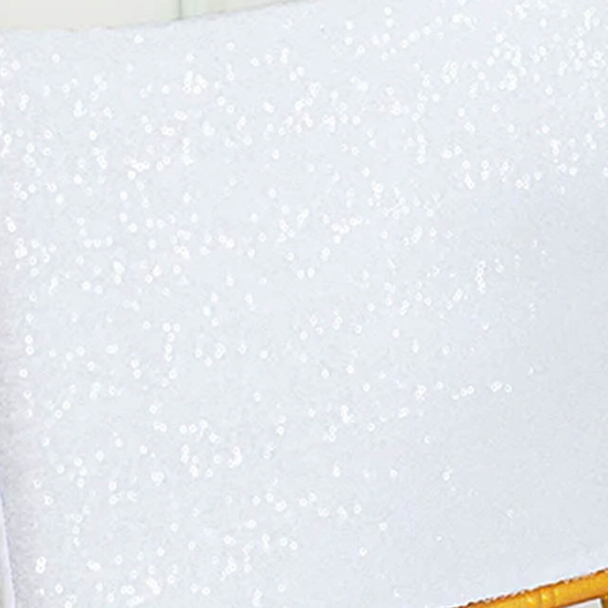 1 Piece White Sequin Spandex Chair Cap 13.5 inch by 10 inch Wedding Decor