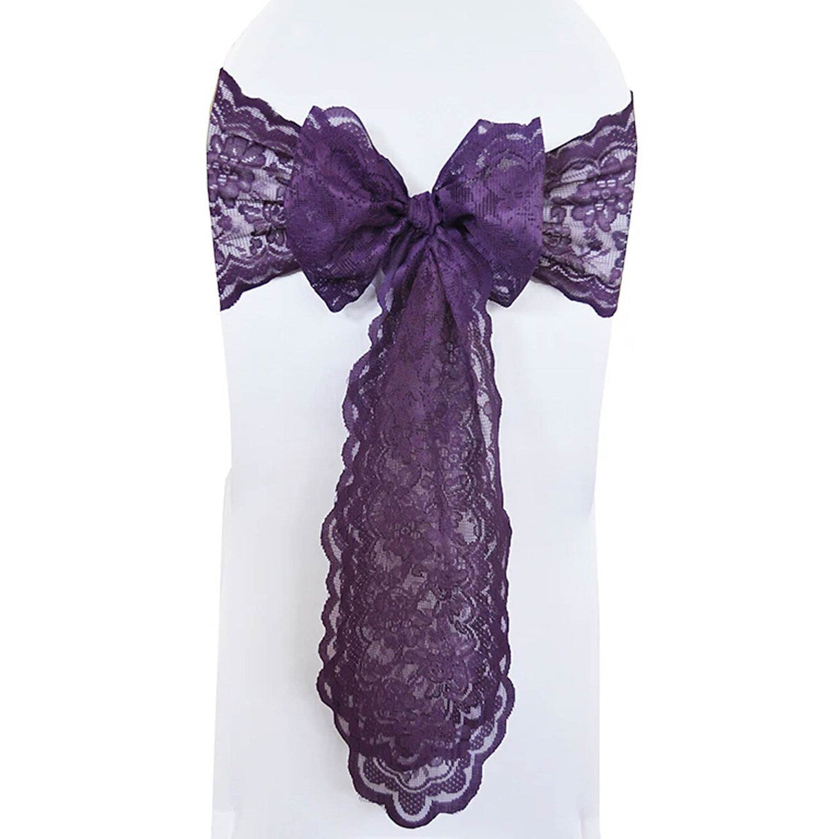 10 Pieces Elegant Eggplant Caspari Lace Chair Sashes for Weddings 9" x 108"