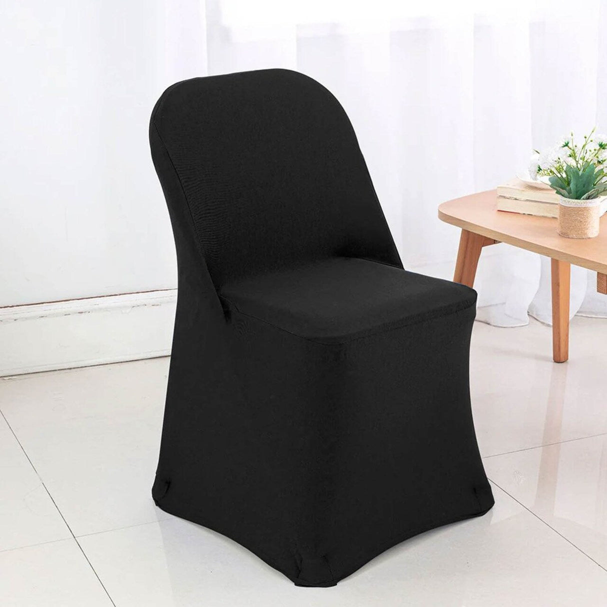 1 Piece Black Stretch Spandex Chair Cover for Classic Folding Seating