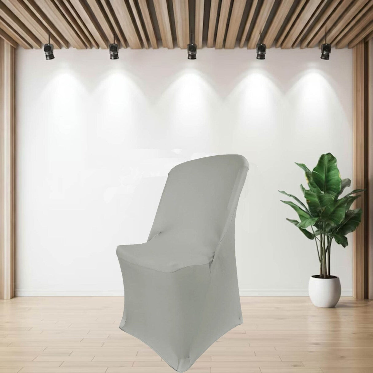 1 Piece Elegant Silver Spandex Chair Cover for Lifetime Folding Chair Stretch Fit, Machine Washable