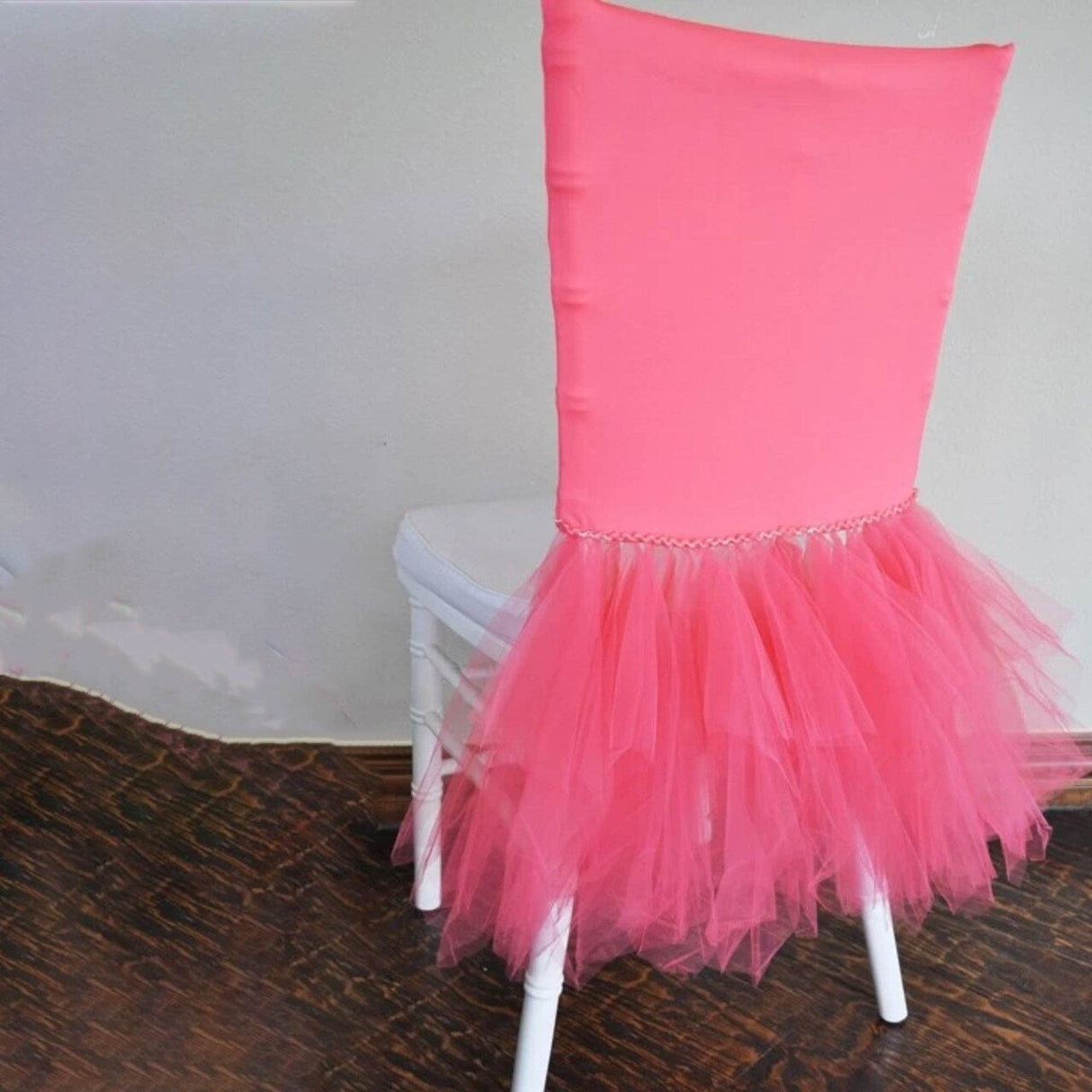 1 Piece Chocolate Luxe Spandex Chiavari Chair Cover with Flowing Ballerina Skirt